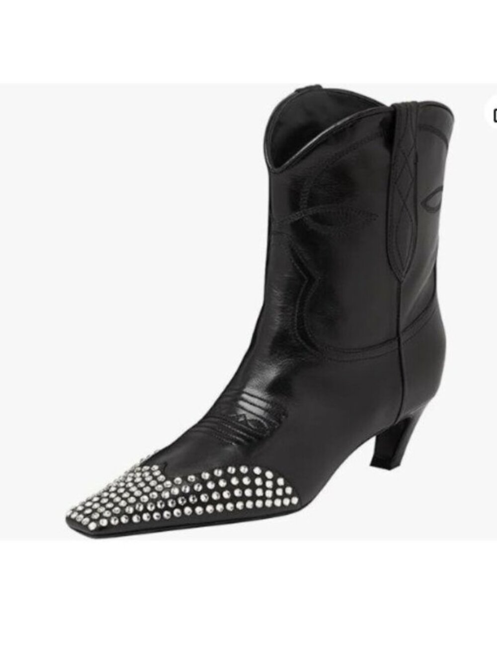 FSJ Women Square Toe Comfort Kitten Low Heel Ankle Boot Pull On Bootie Black